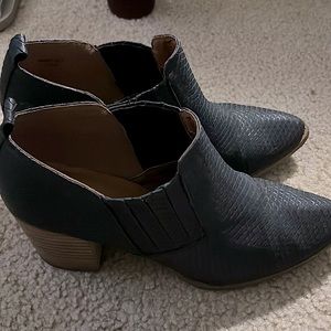 Navy Leather Booties